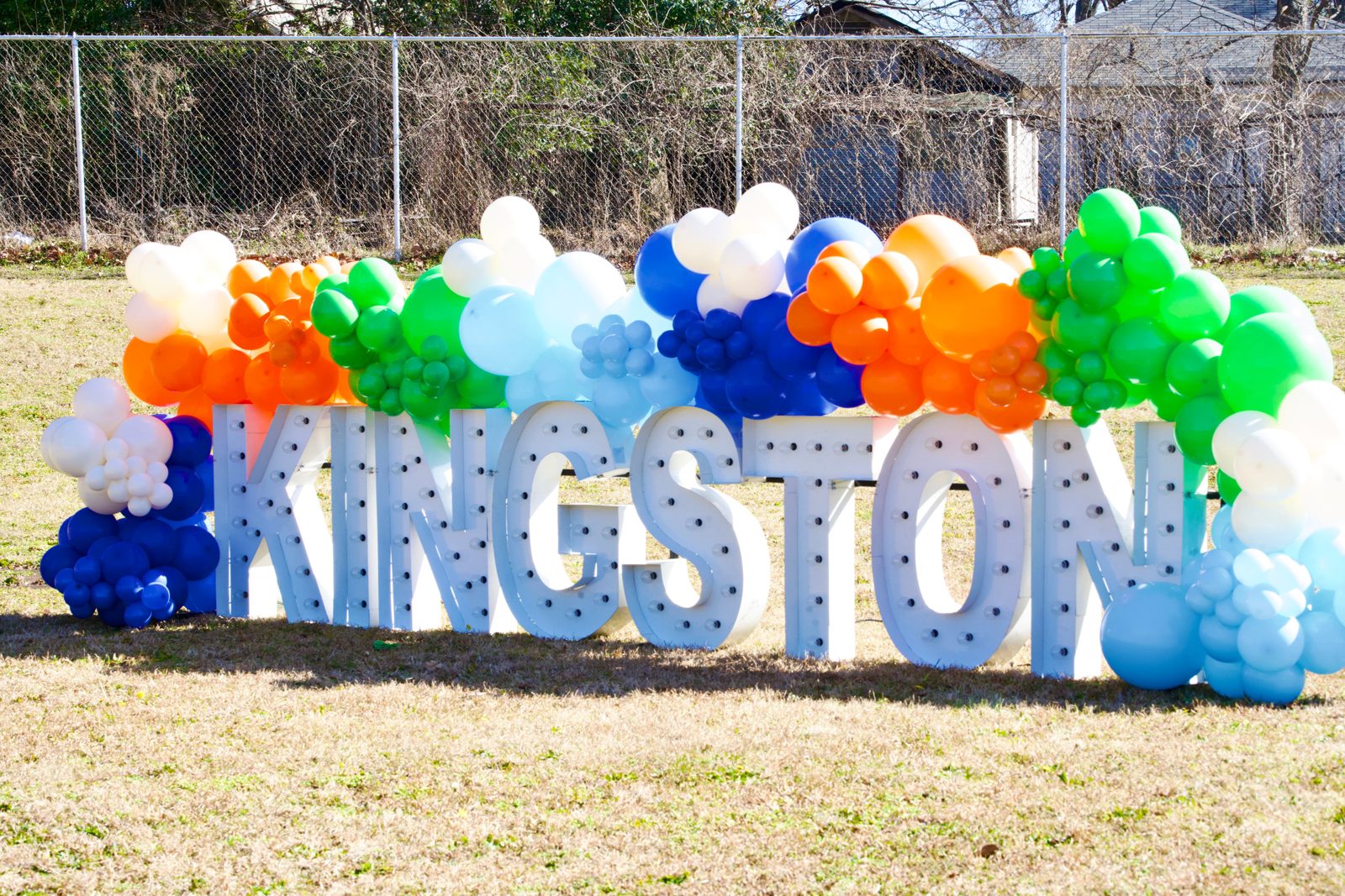 Marquee letters at a neighborhood celebration